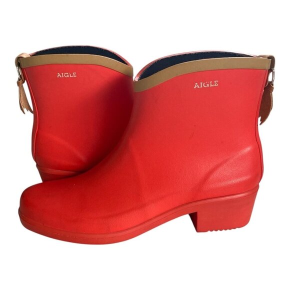 Aigle Shoes - Aigle Miss Juliette Bottillon Red Rubber Rain Boots 10​​